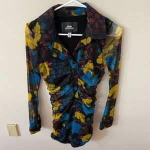 Size small urban outfitters dress black with floral worn once